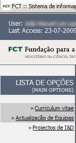 Opções no FCTSIG